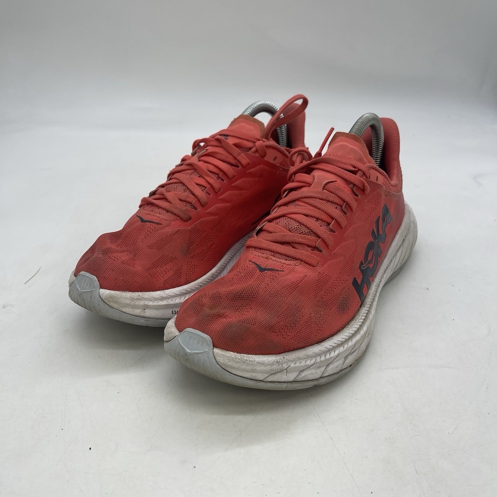 Hoka One Carbon X 2 Shoes Womens 8 B Coral Red Athletic Running Sneakers Shoes